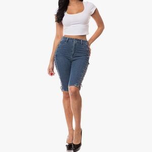 Aphrodite High Rise Stretch Side Lace Up Shorts Size 3